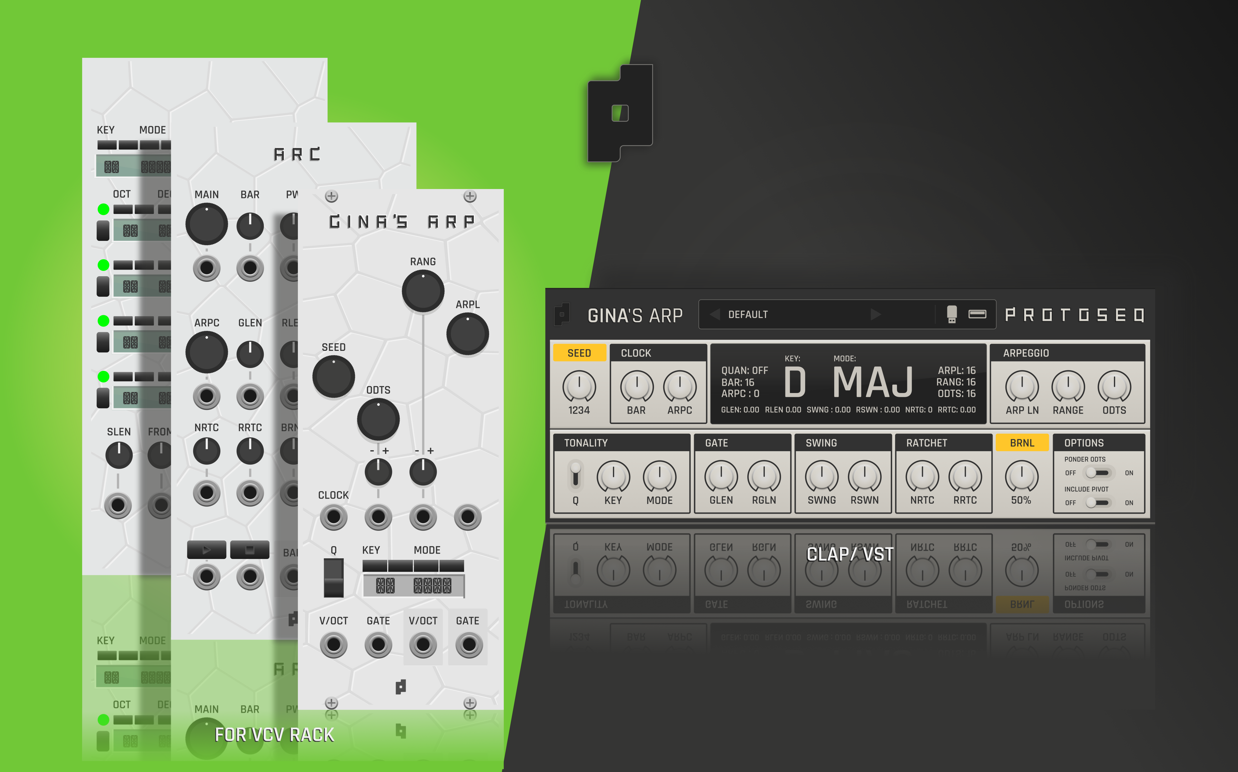 Protoseq software: Gina's ARP for VCV Rack, CLAP and VST